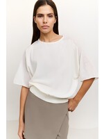 Yaya Yaya, Trui met boothals en transparante mouwen, Off white, Size: