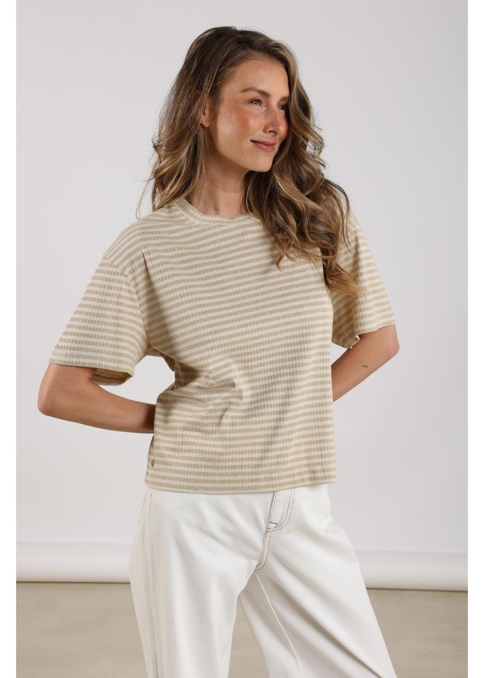 Nukus Nukus, Jaine Shirt Stripe, Sand/gold, Size: