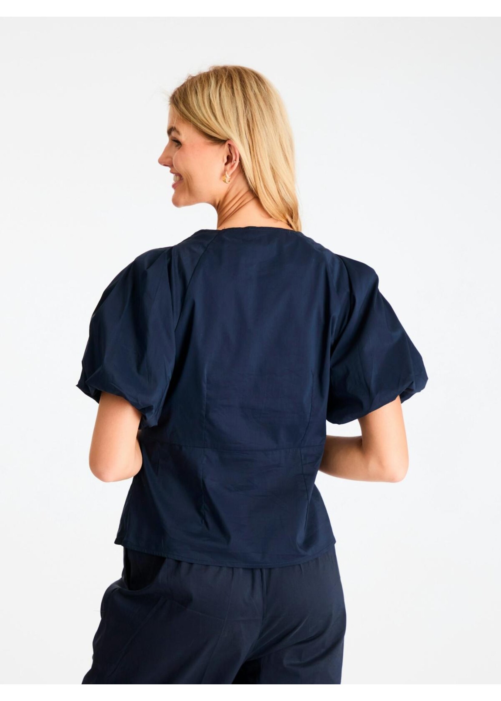 Neo Noir Neo Noir, Irina Structure Blouse, Navy, Size: