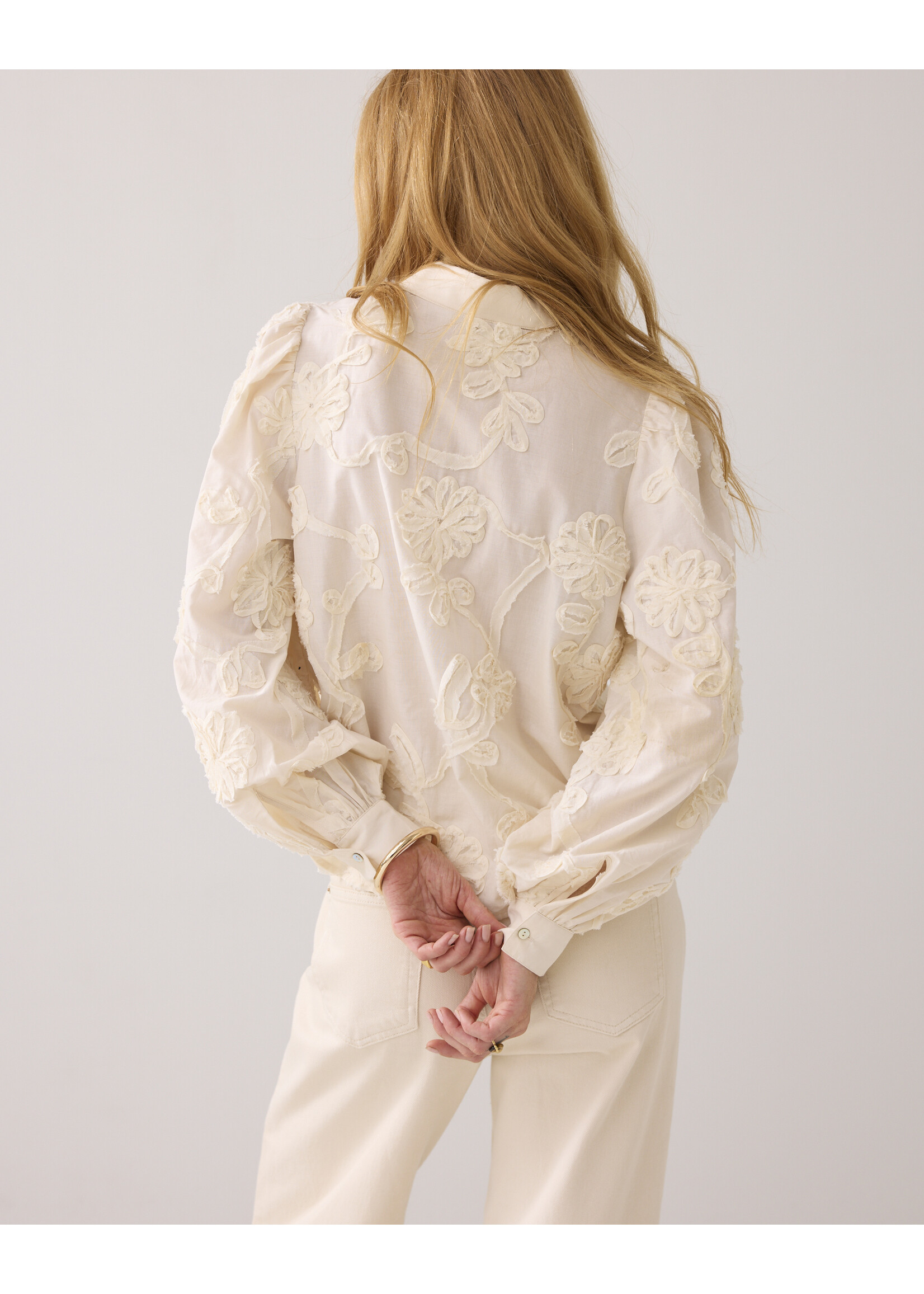 Summum Summum, Blouse Tape pattern voile, Ivory, Size: