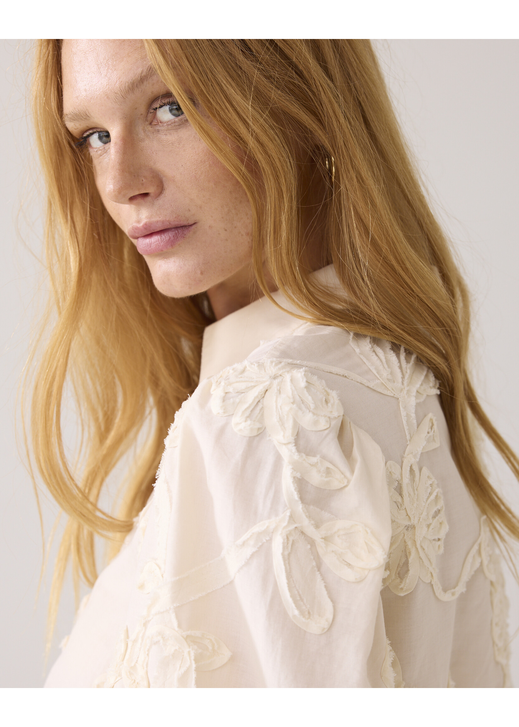 Summum Summum, Blouse Tape pattern voile, Ivory, Size: