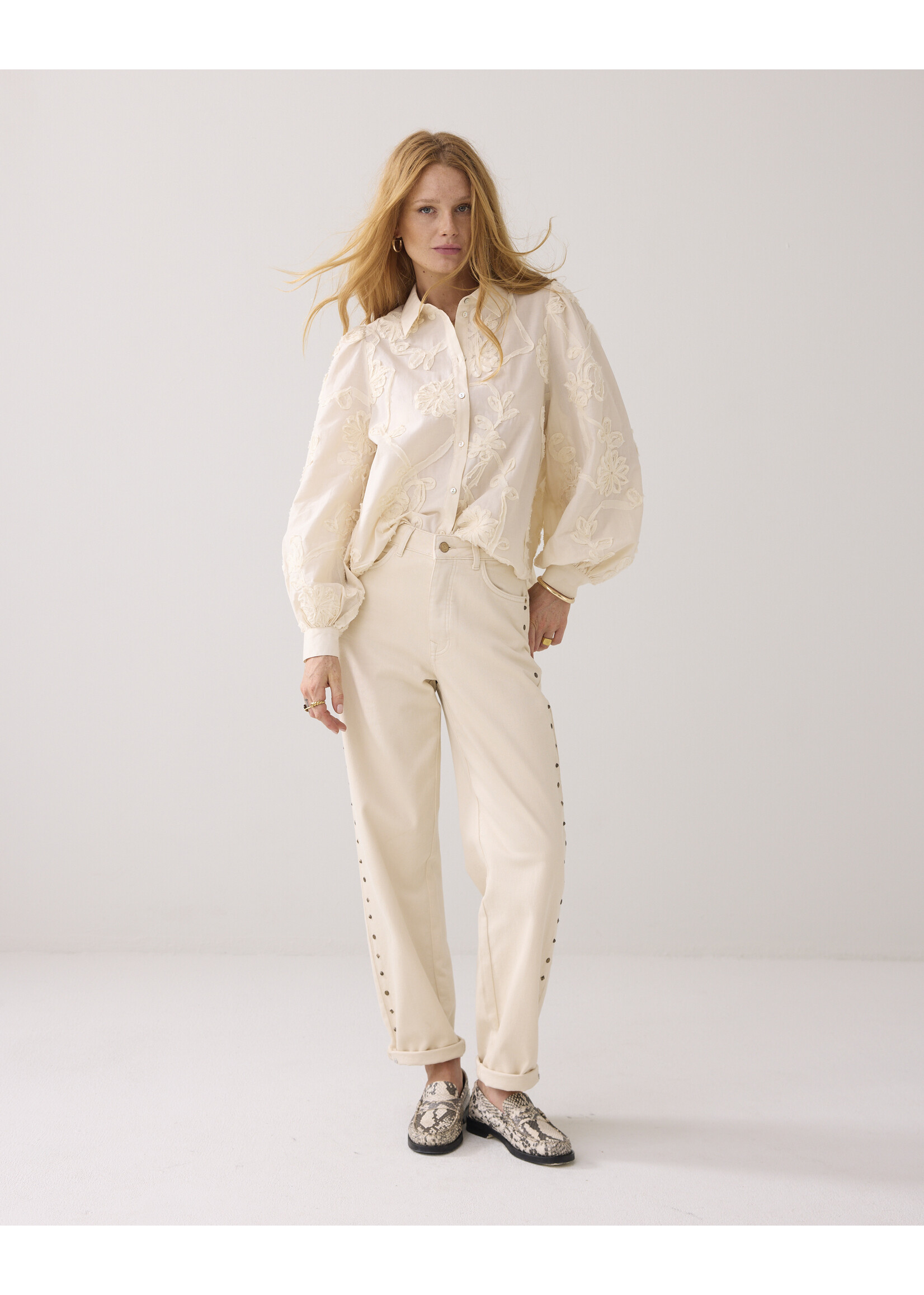 Summum Summum, Blouse Tape pattern voile, Ivory, Size: