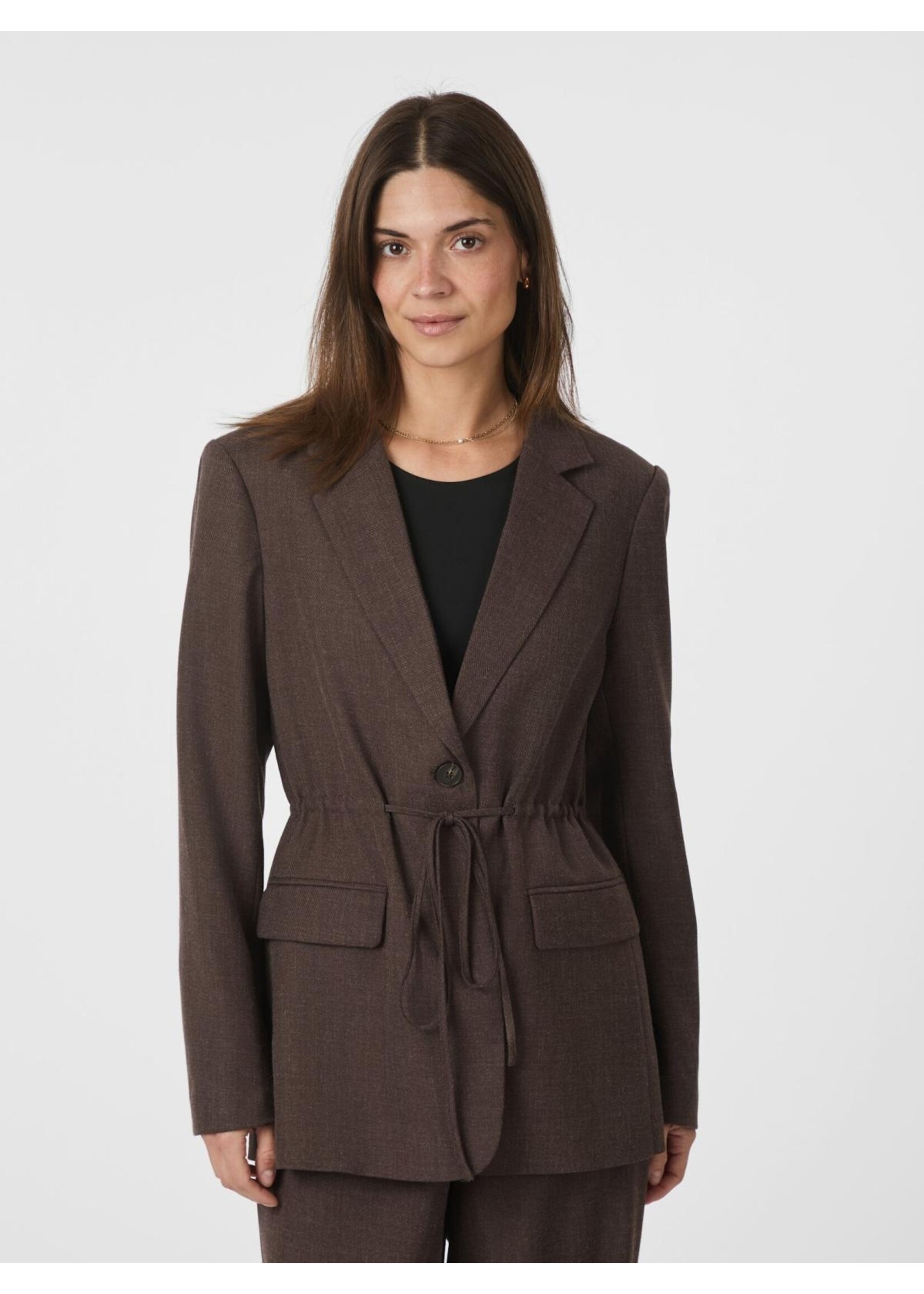 Neo Noir Neo Noir, Jemmie Melange Blazer, Dark Brown, Size: