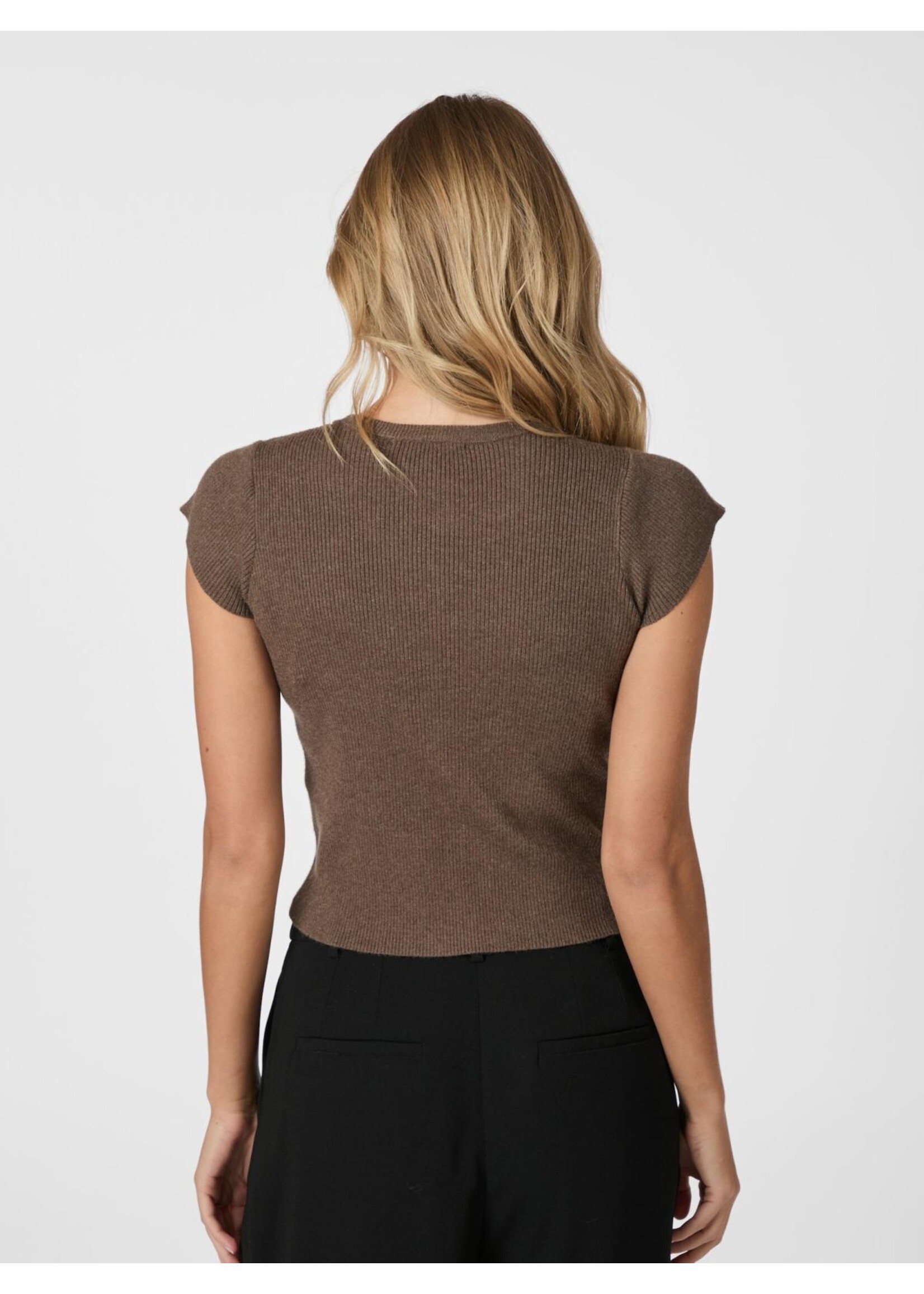 Neo Noir Neo Noir, Todda Knit Tee, Brown Melange, Size: