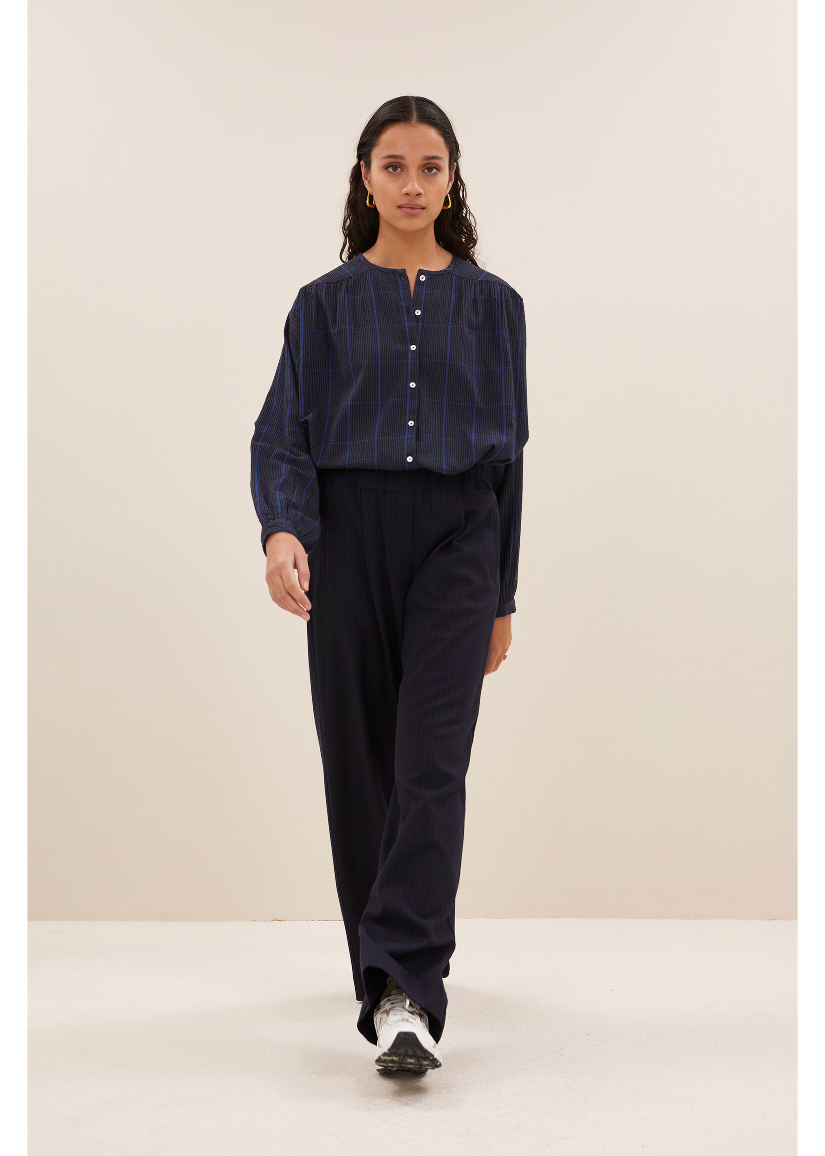 By-Bar By-bar, Benji kingsblue stripe pants, Dark Navy, Size: