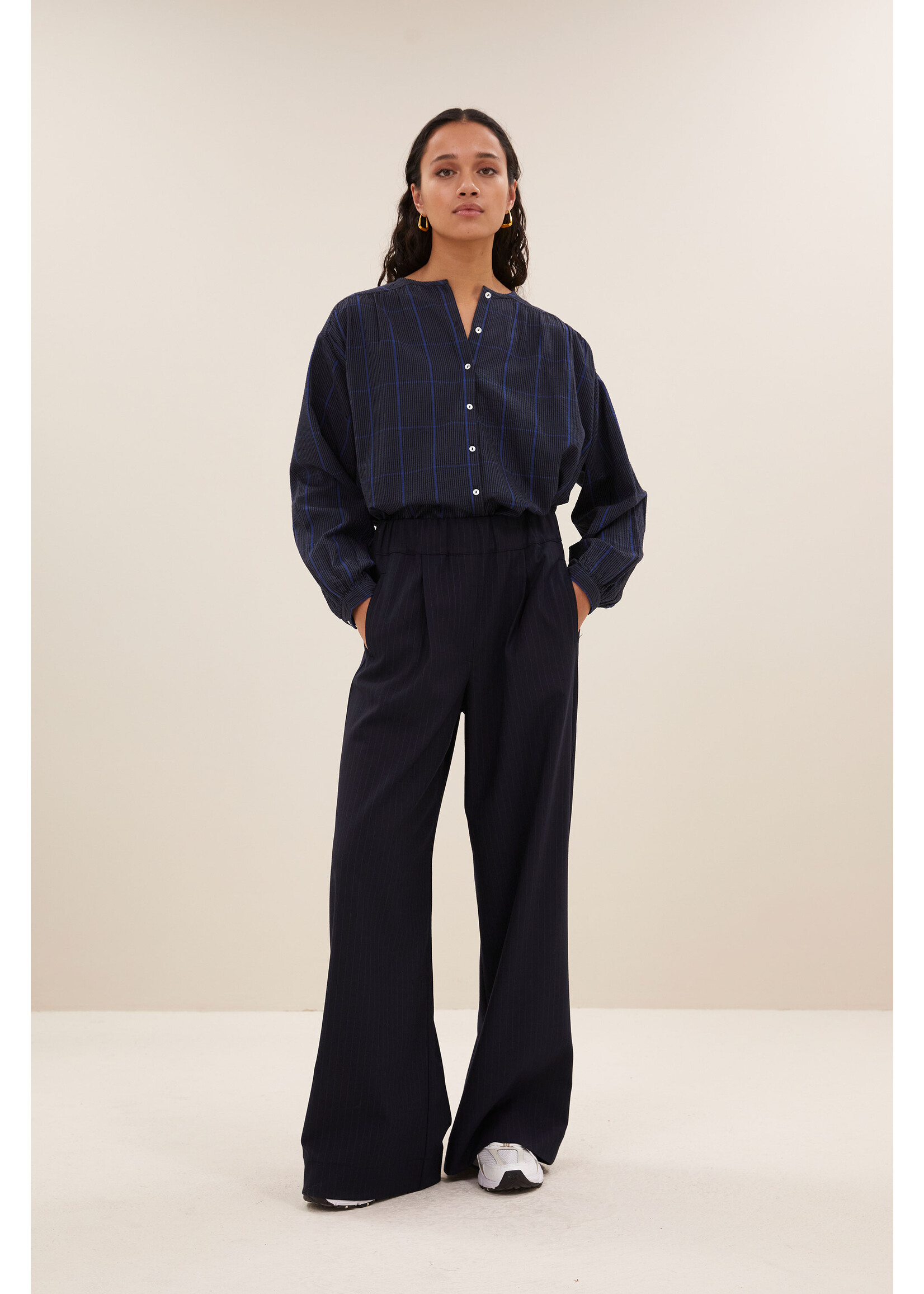 By-Bar By-bar, Benji kingsblue stripe pants, Dark Navy, Size: