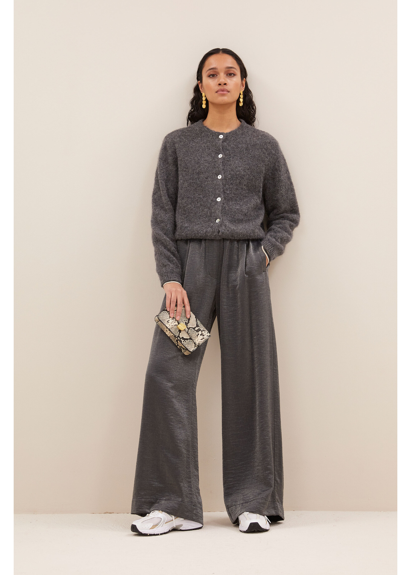 By-Bar By-Bar, Cleo natural cardigan, Dark grey melange, Size: