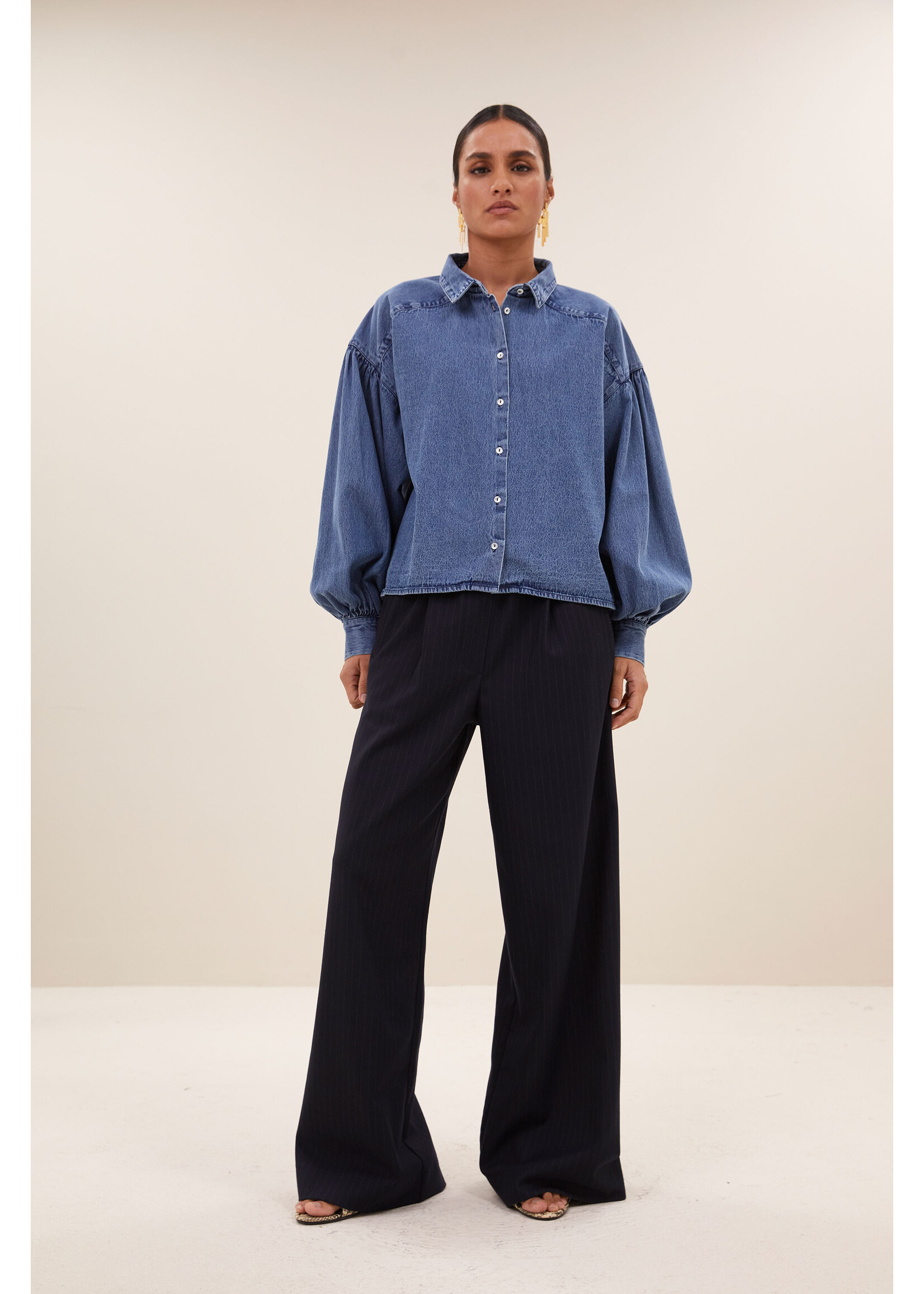 By-Bar By-Bar, Sarah short denim blouse, Medium denim, Size: