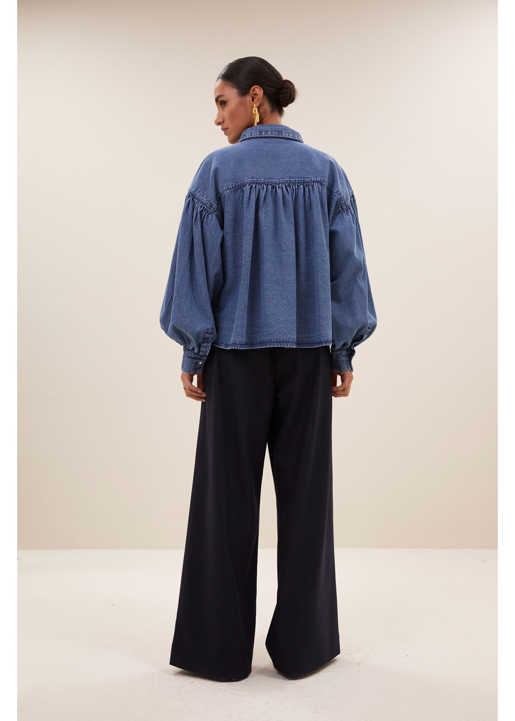 By-Bar By-Bar, Sarah short denim blouse, Medium denim, Size: