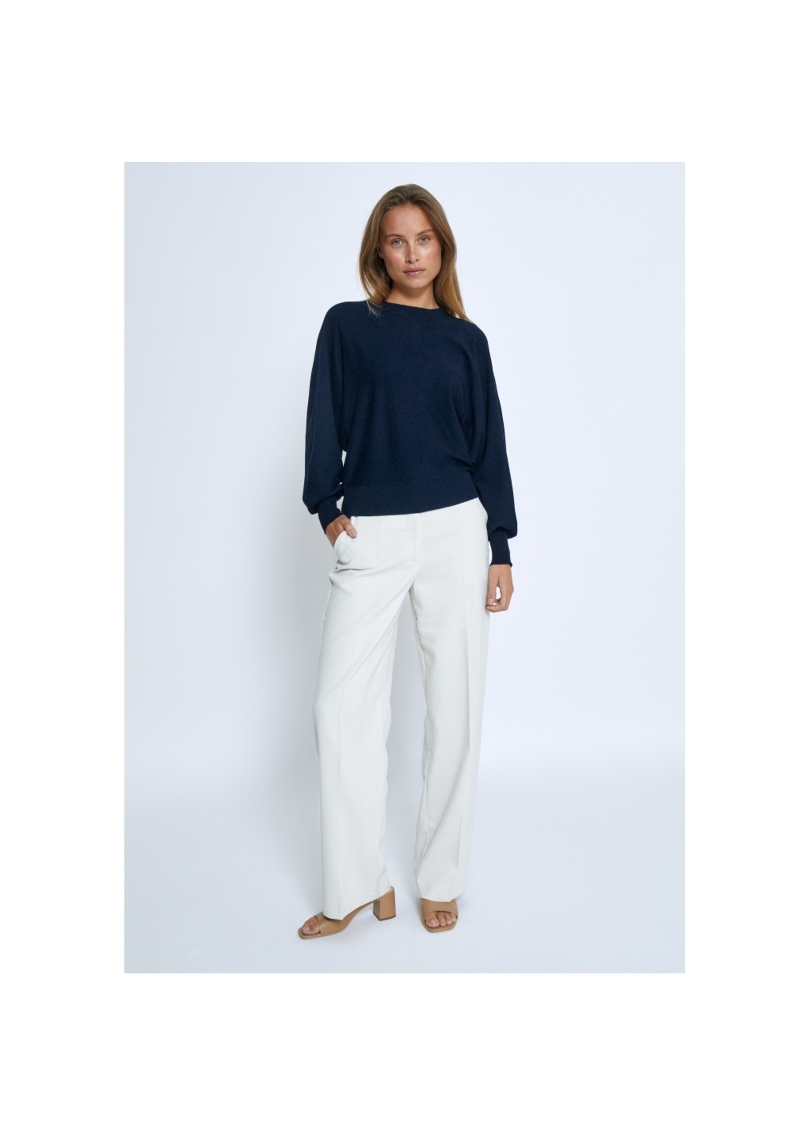 Minus Minus, MSDana Bat Sleeve Knit Pullover, Black Iris Solid, Size: