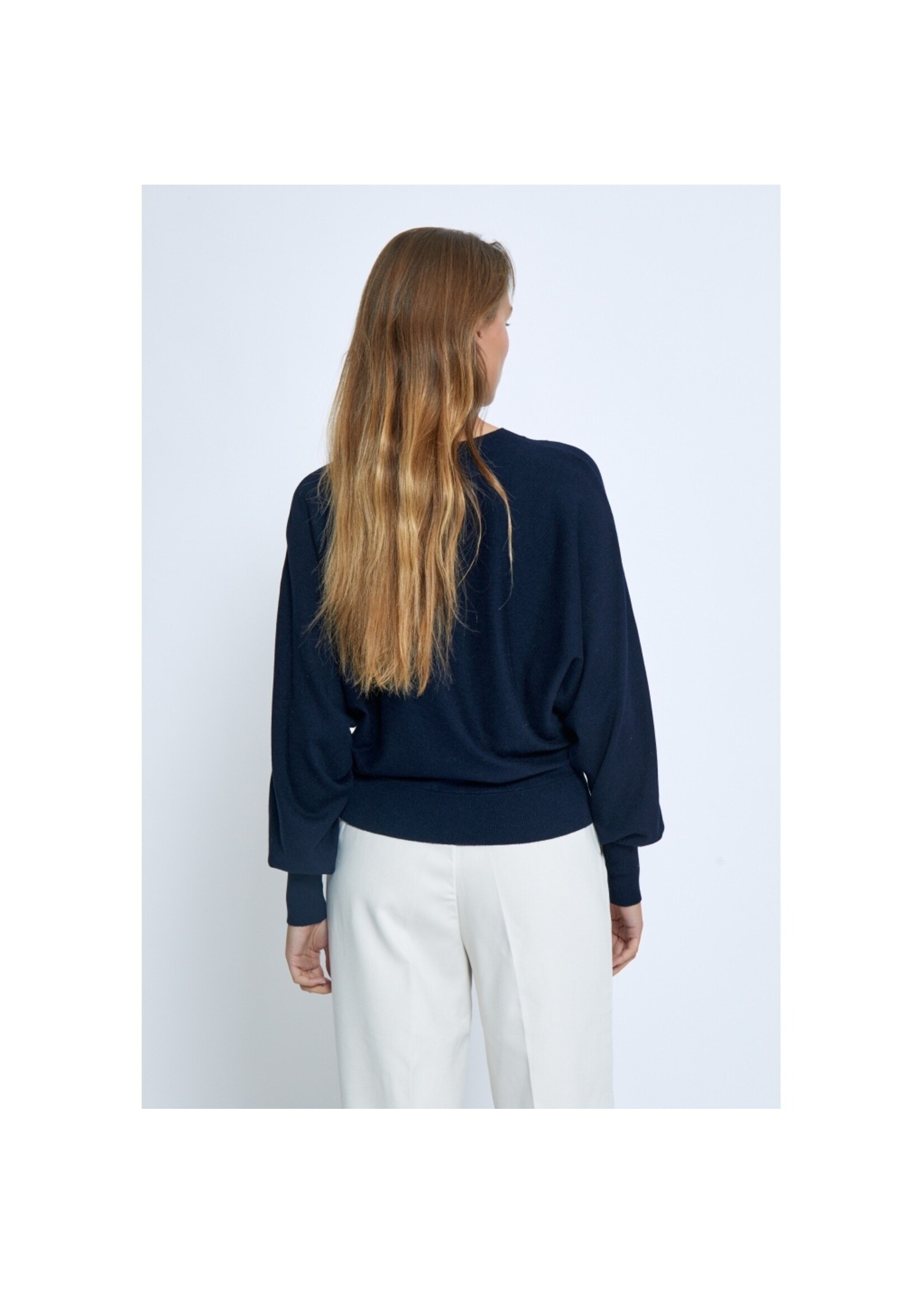 Minus Minus, MSDana Bat Sleeve Knit Pullover, Black Iris Solid, Size: