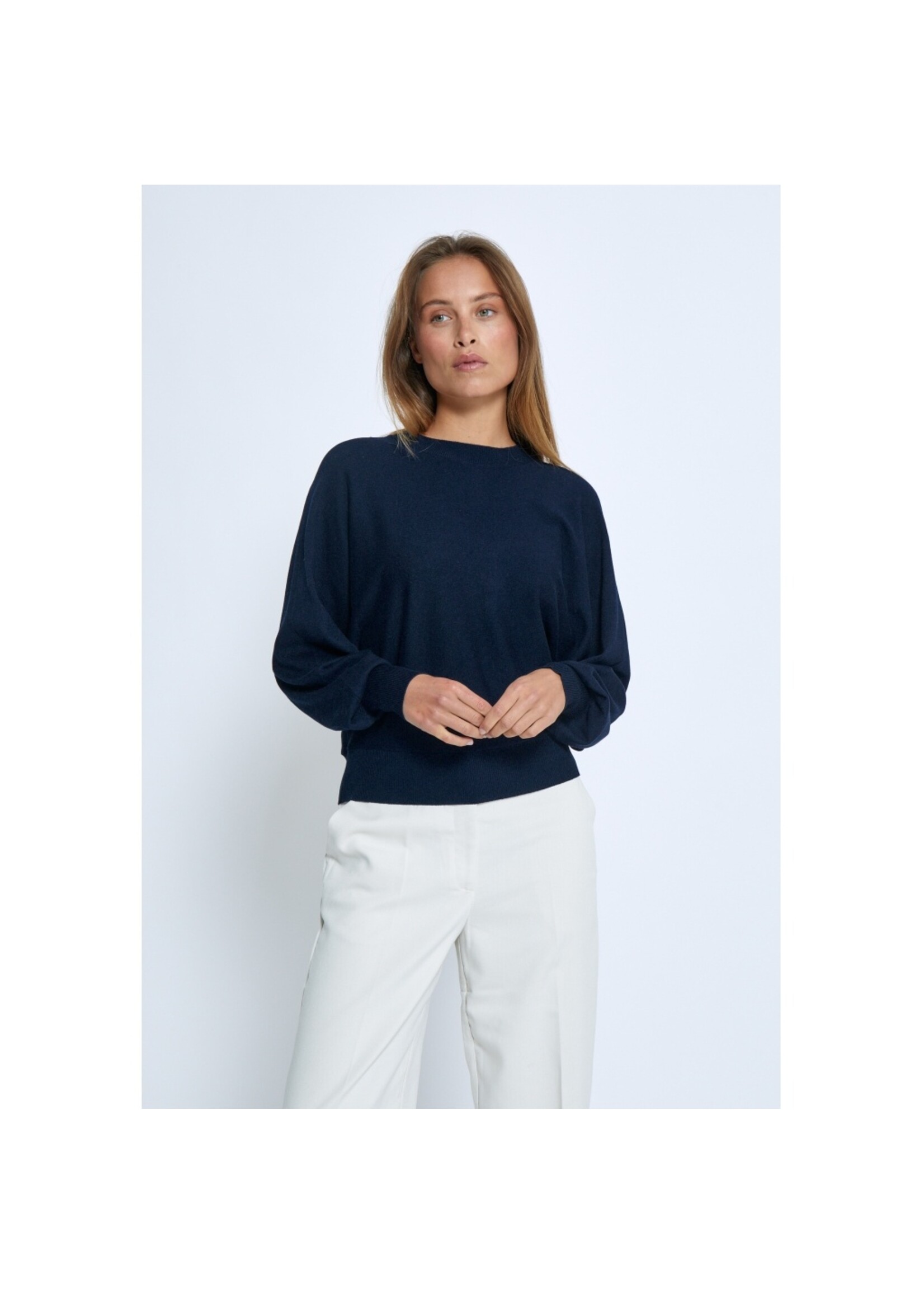 Minus Minus, MSDana Bat Sleeve Knit Pullover, Black Iris Solid, Size: