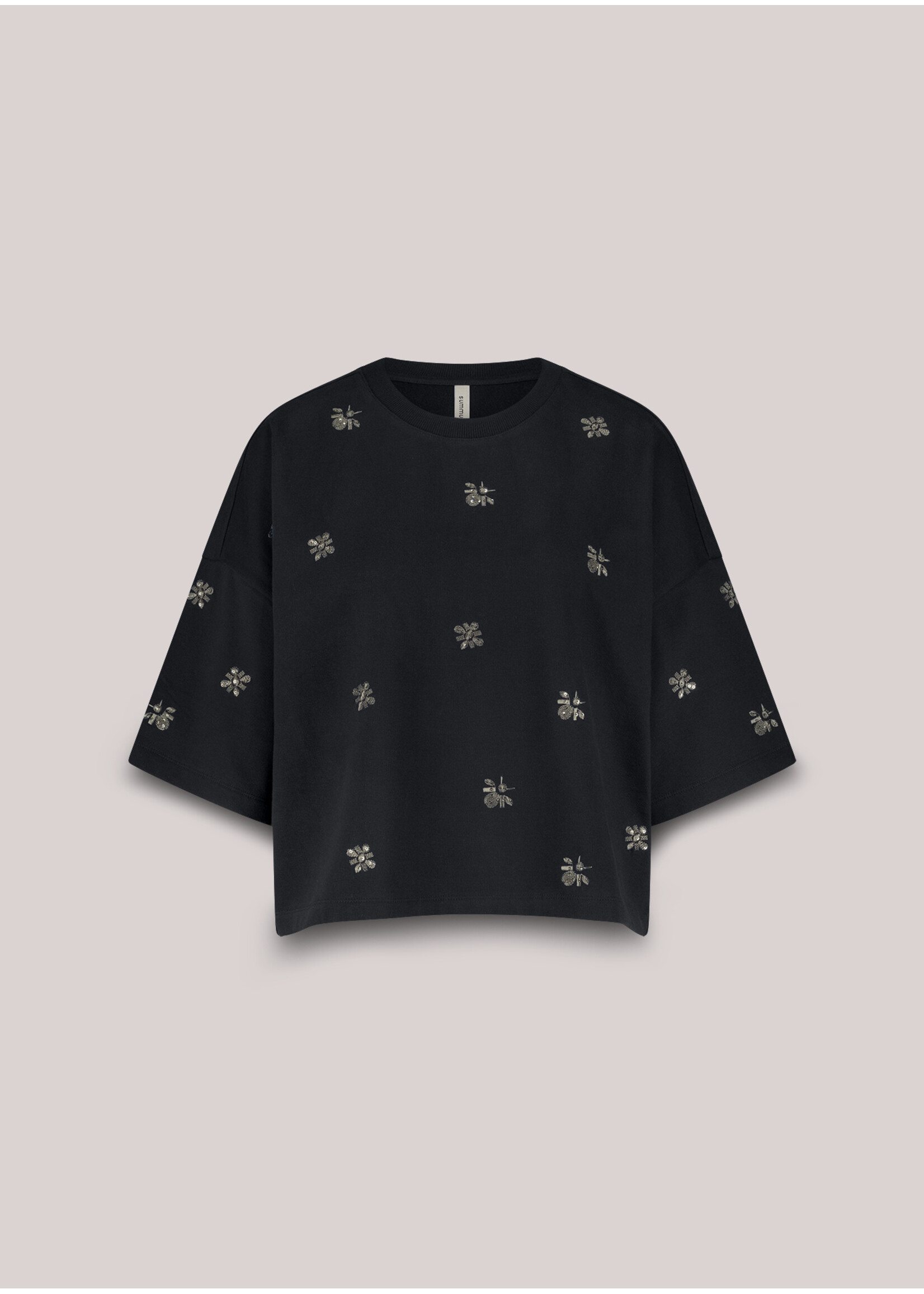 Summum Summum, Embellished shortsleeve, Navy, Size: