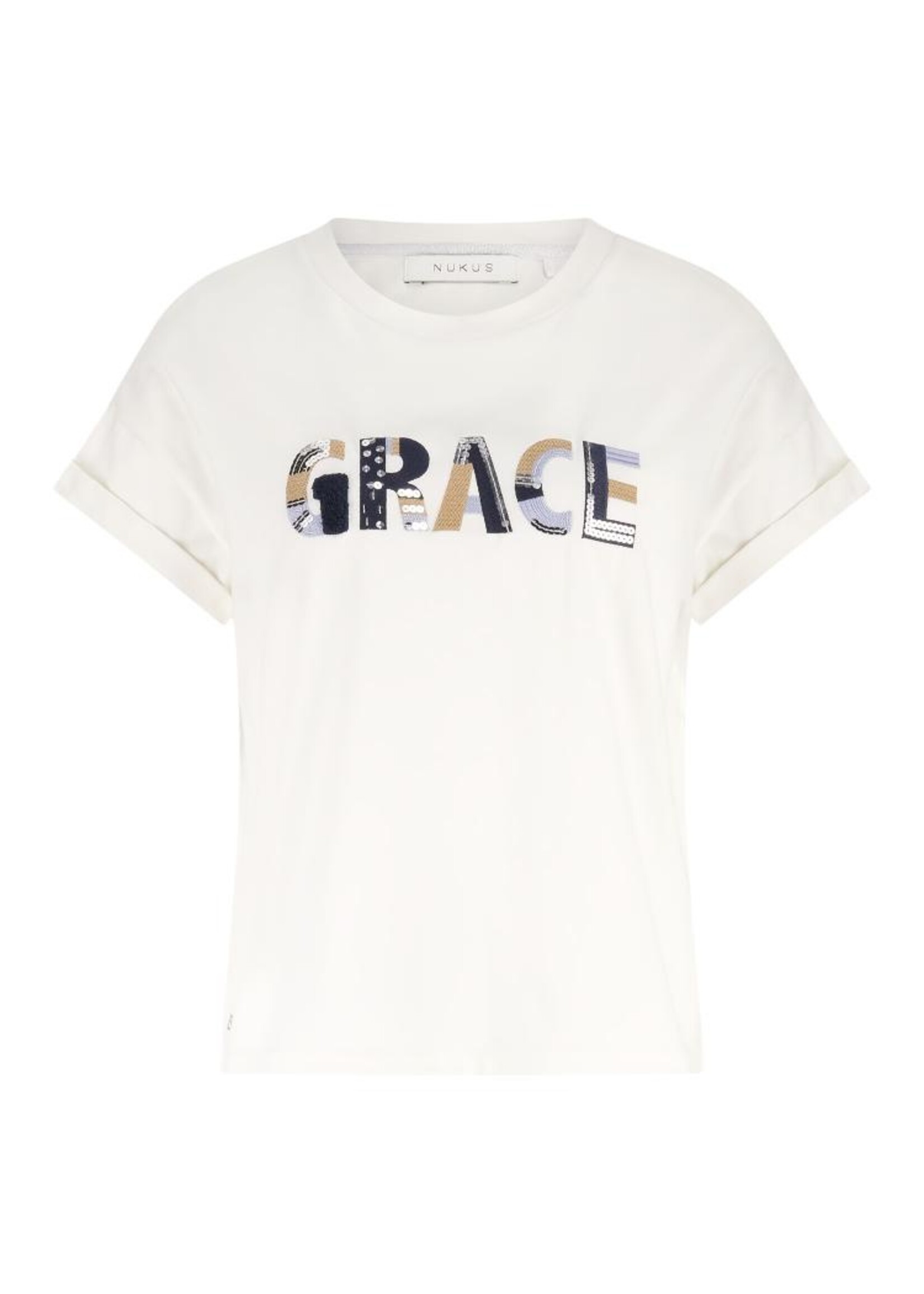 Nukus Nukus, Grace Shirt Oneck, Off White/Navy, Size: