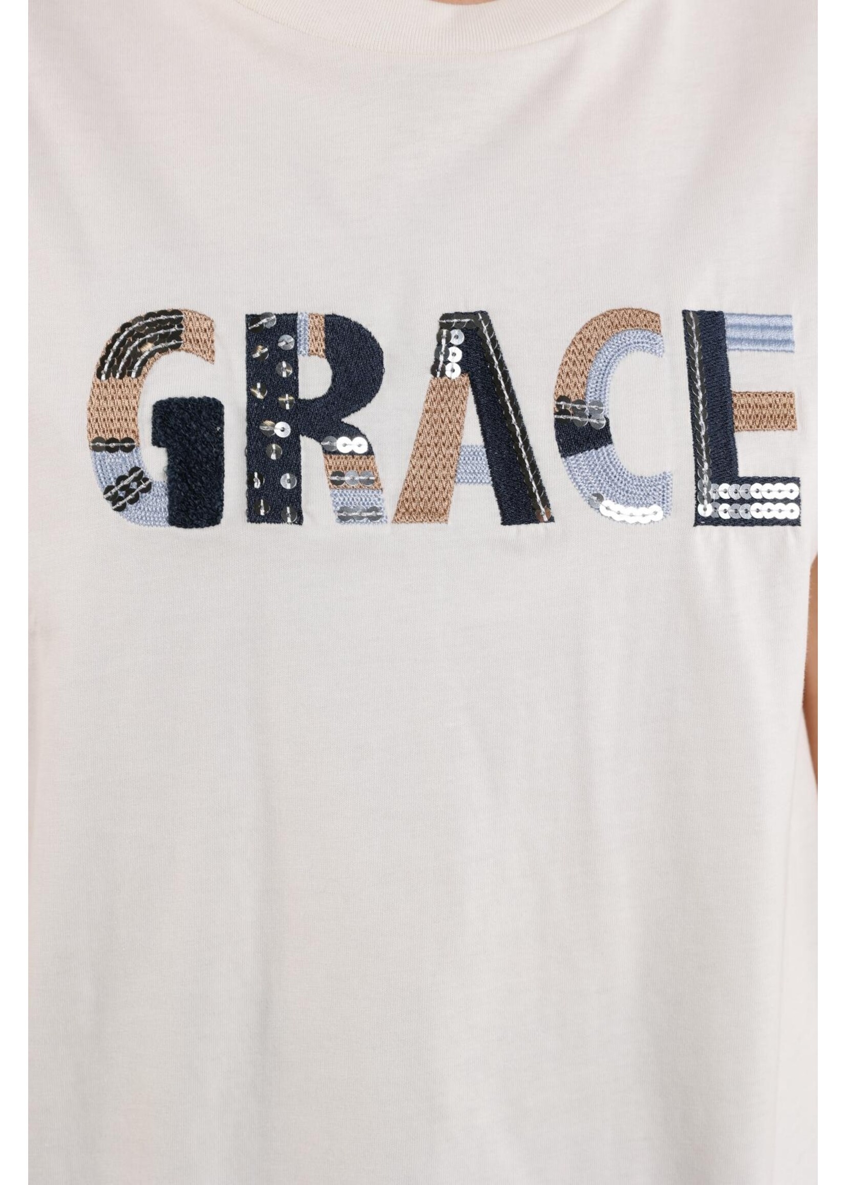Nukus Nukus, Grace Shirt Oneck, Off White/Navy, Size: