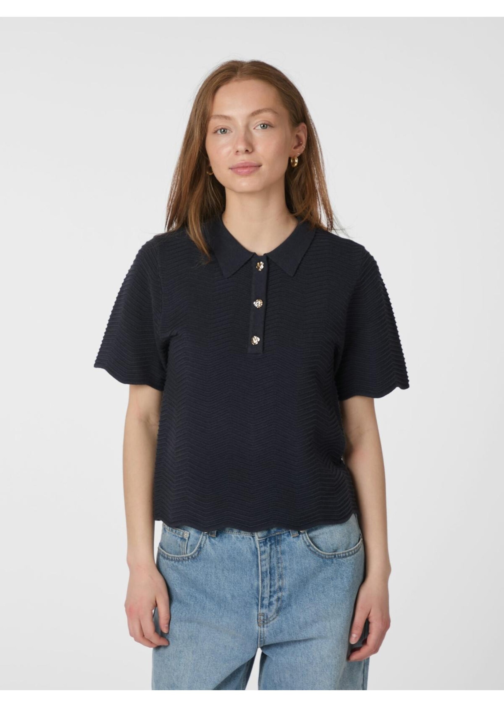 Neo Noir Neo Noir, Soko Wave Knit Tee, Midnight Blue, Size: