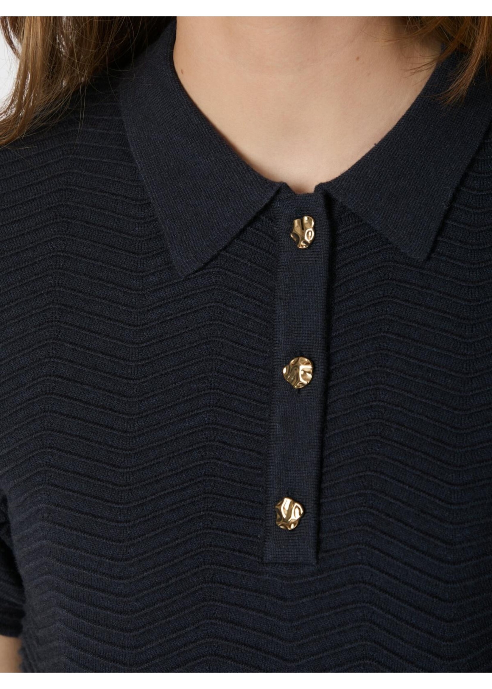 Neo Noir Neo Noir, Soko Wave Knit Tee, Midnight Blue, Size: