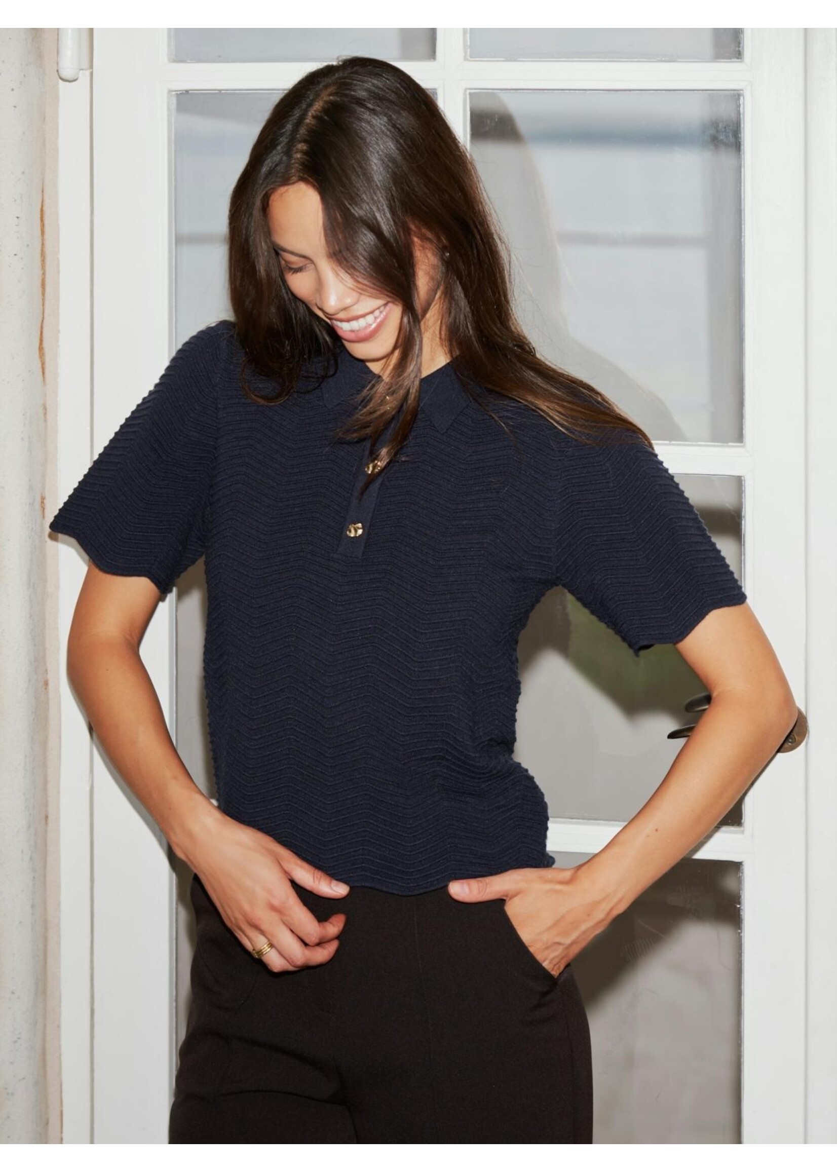 Neo Noir Neo Noir, Soko Wave Knit Tee, Midnight Blue, Size: