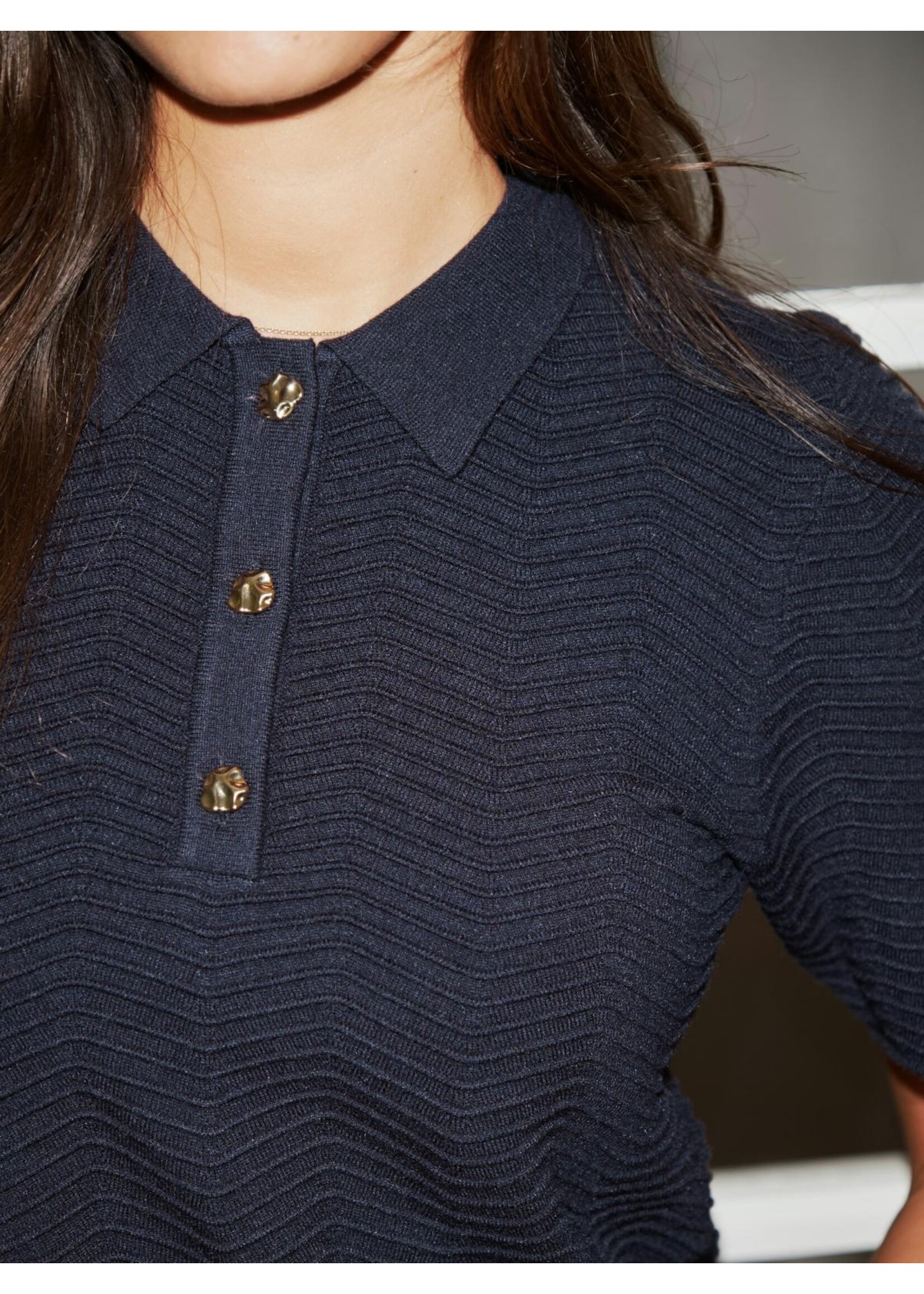 Neo Noir Neo Noir, Soko Wave Knit Tee, Midnight Blue, Size: