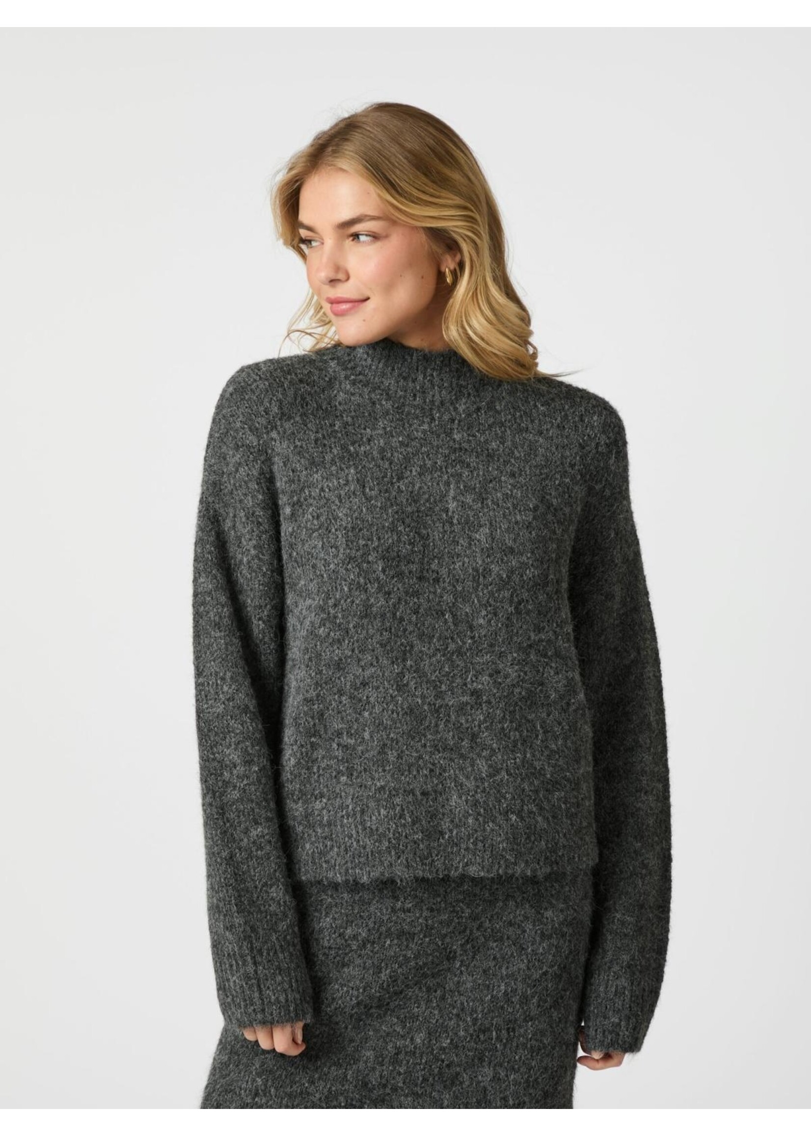 Neo Noir Neo Noir, Paulina Fluffy Knit Blouse, Antracit, Size: