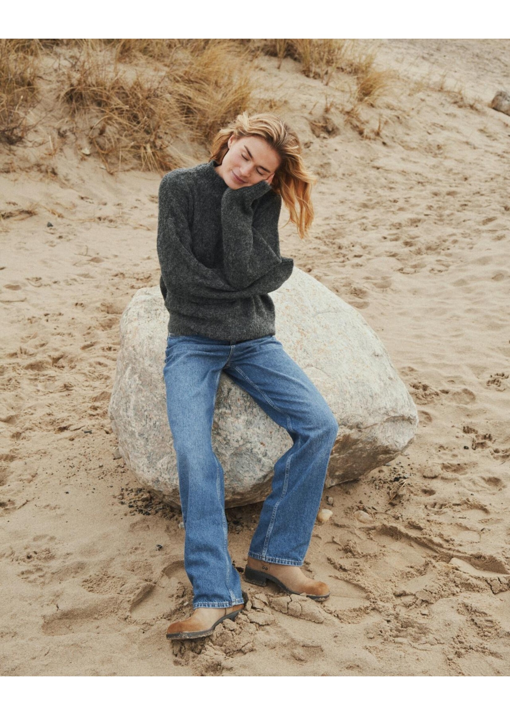 Neo Noir Neo Noir, Paulina Fluffy Knit Blouse, Antracit, Size: