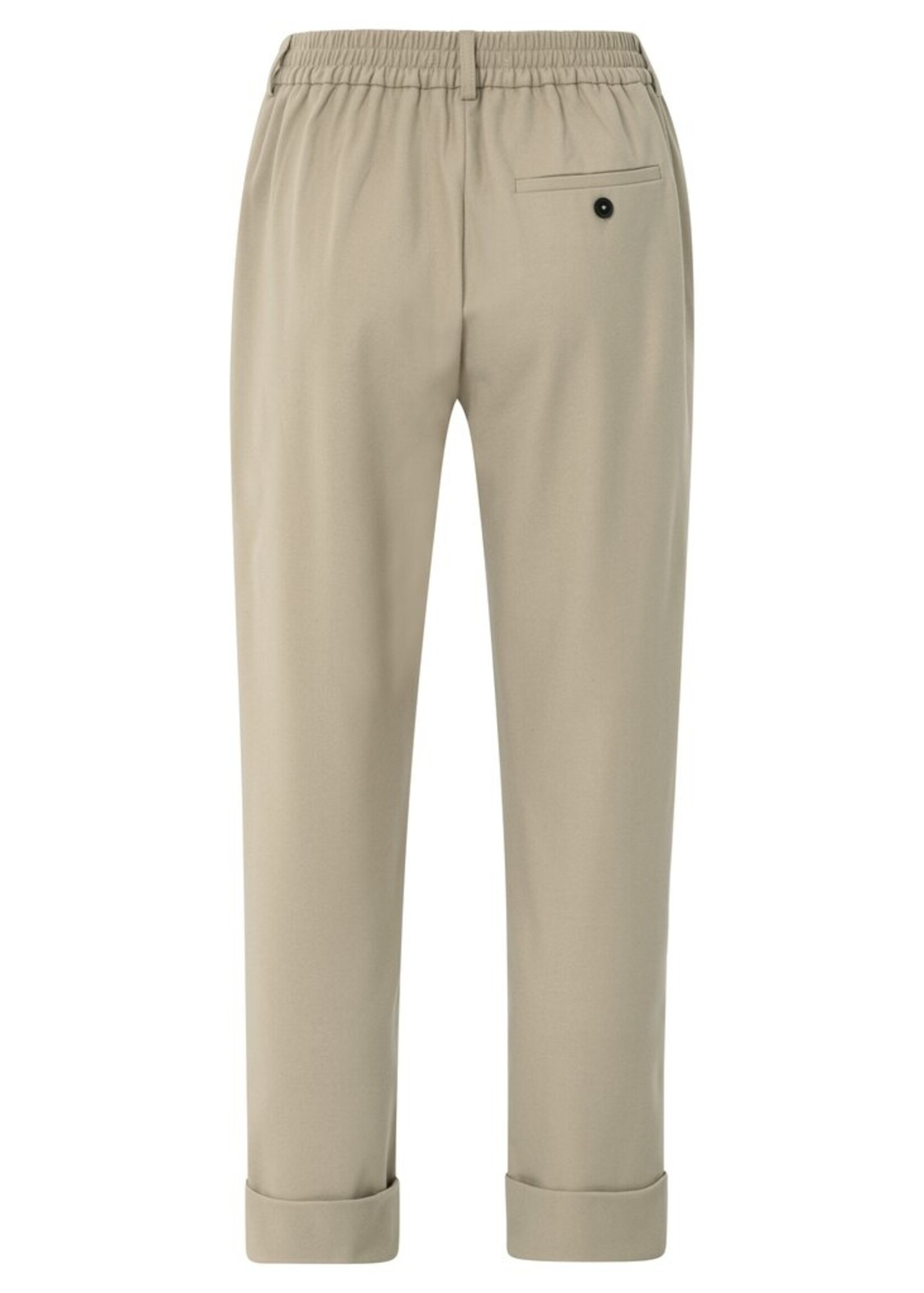 Yaya Yaya, Broek met elastische taille en omgeslagen zoom, Sand Beige, Size: