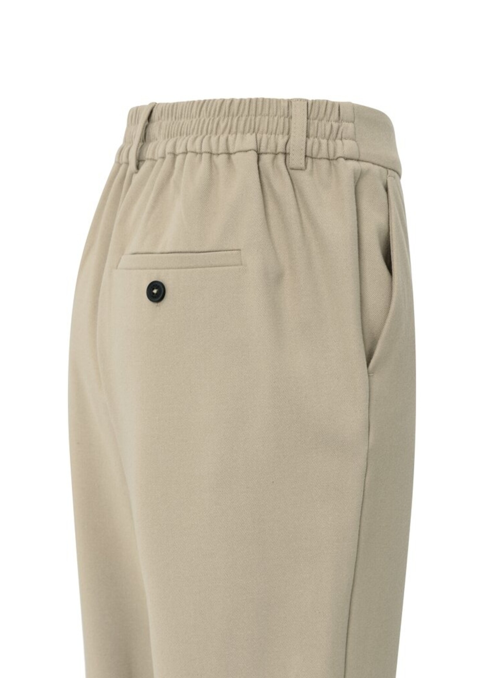 Yaya Yaya, Broek met elastische taille en omgeslagen zoom, Sand Beige, Size: