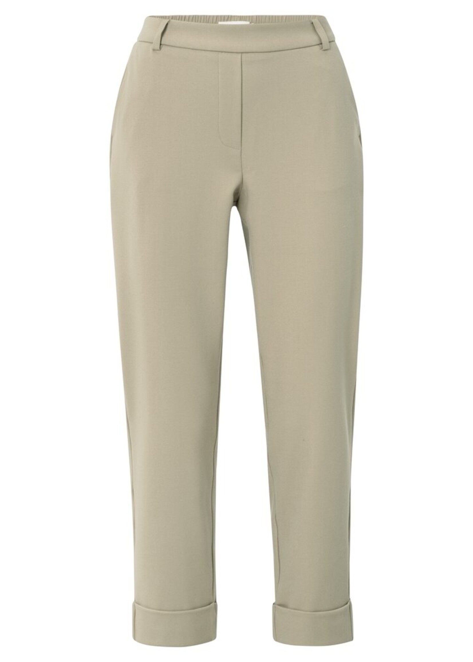 Yaya Yaya, Broek met elastische taille en omgeslagen zoom, Sand Beige, Size: