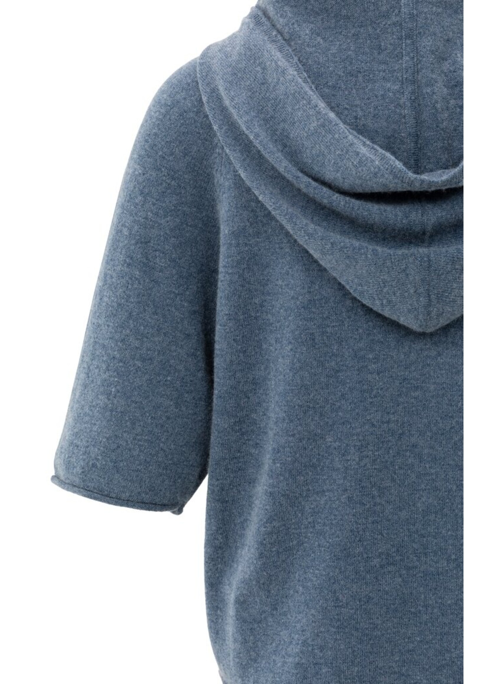 Yaya Yaya, Gebreide hoodie met korte mouwen, China Blue, Size: