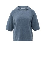 Yaya Yaya, Gebreide hoodie met korte mouwen, China Blue, Size: