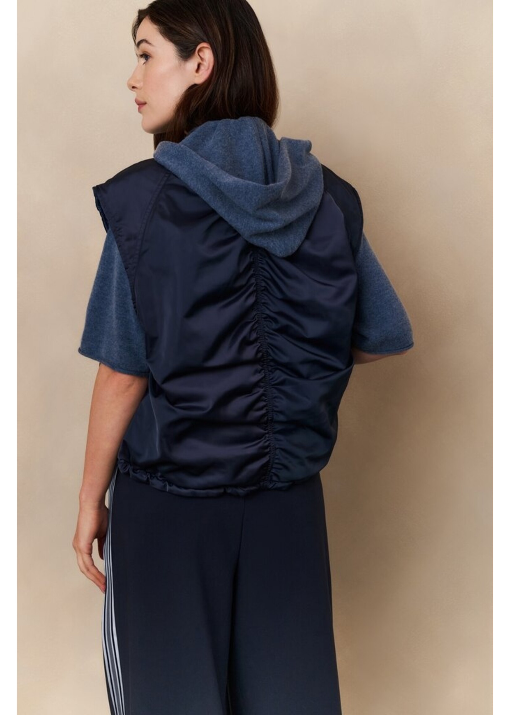 Yaya Yaya, Gebreide hoodie met korte mouwen, China Blue, Size: