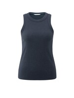 Yaya Yaya, Ribgebreid singlet met lichte glans, Inkwell blue, Size: