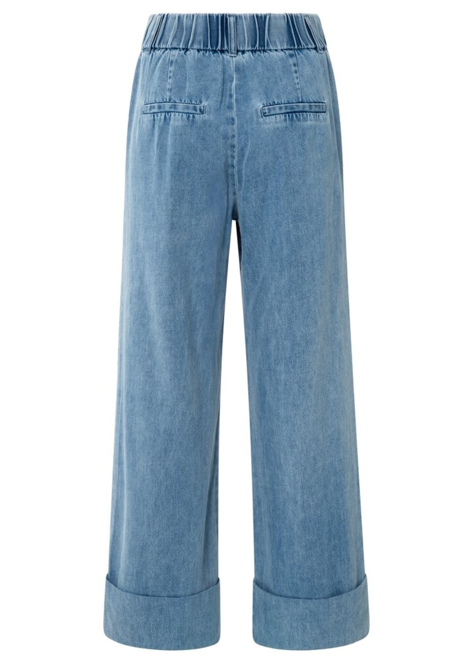Yaya Yaya, Denim pantalon met omgeslagen zoom, Blue denim, Size: