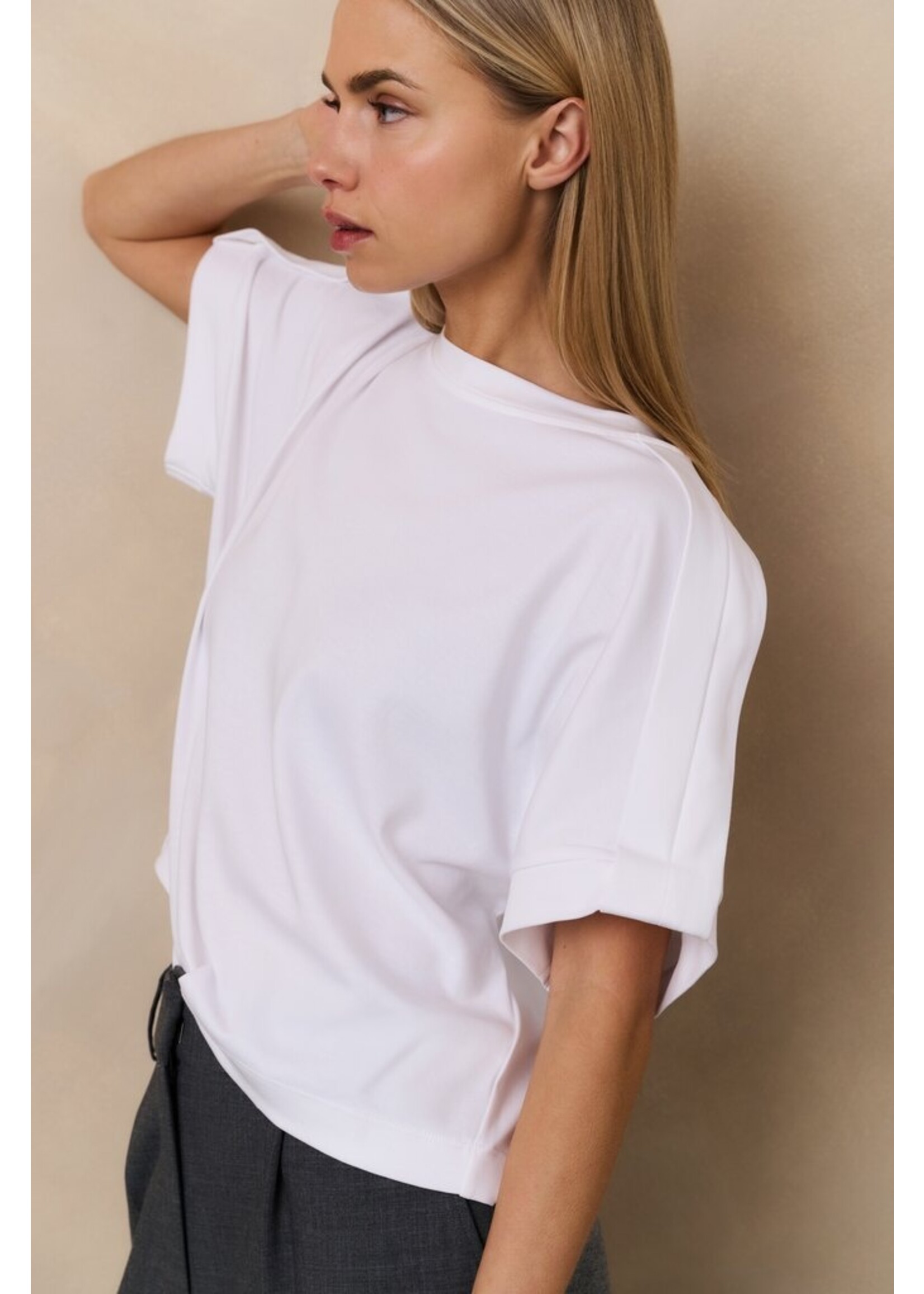 Yaya Yaya, Jersey top met korte mouwen, Pure White, Size: