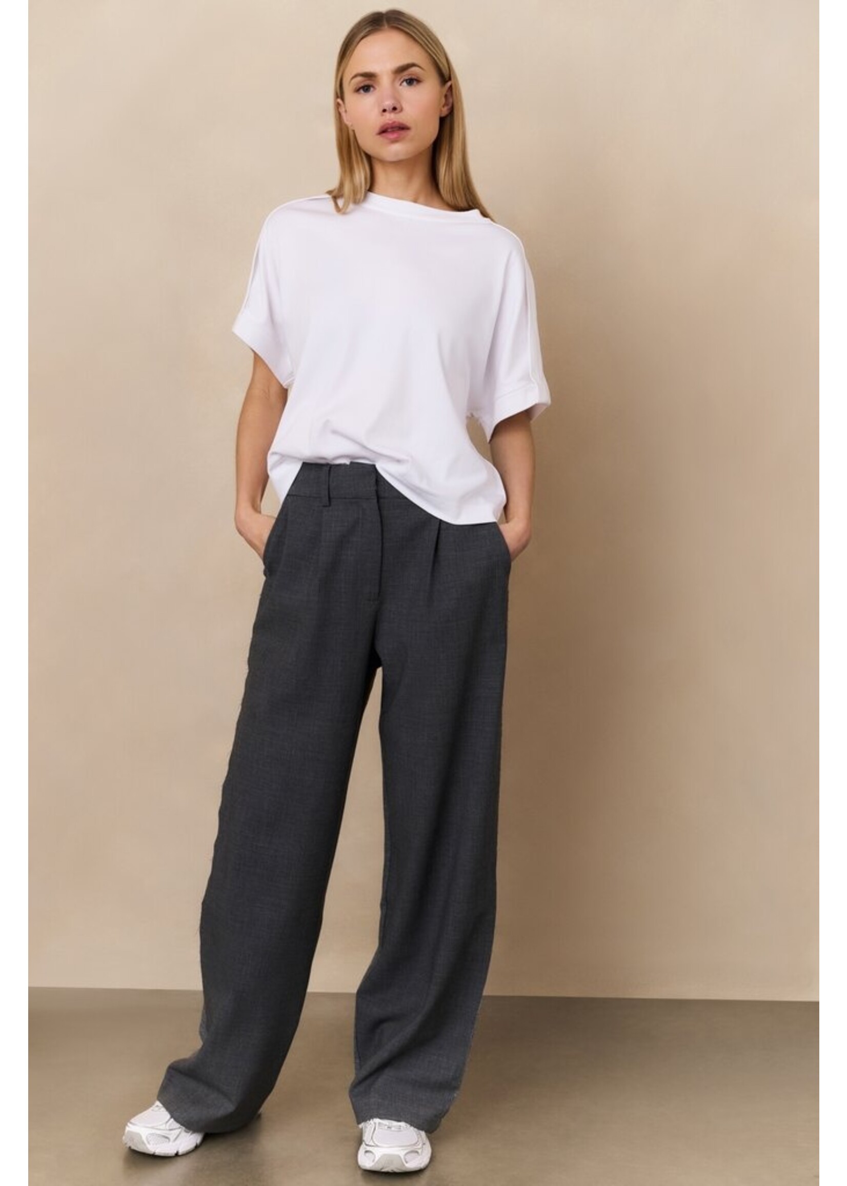 Yaya Yaya, Broek met wijde pijpen, Oyster black, Size: