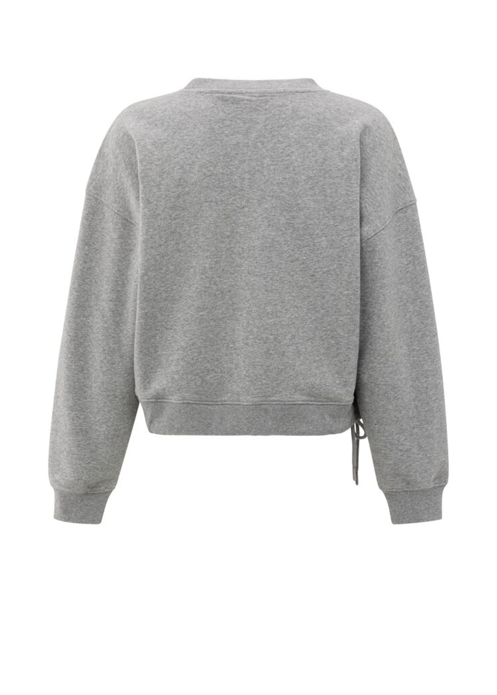 Yaya Yaya, Sweater met plooidetail en strikkoord, Medium grey melange, Size: