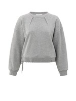 Yaya Yaya, Sweater met plooidetail en strikkoord, Medium grey melange, Size:
