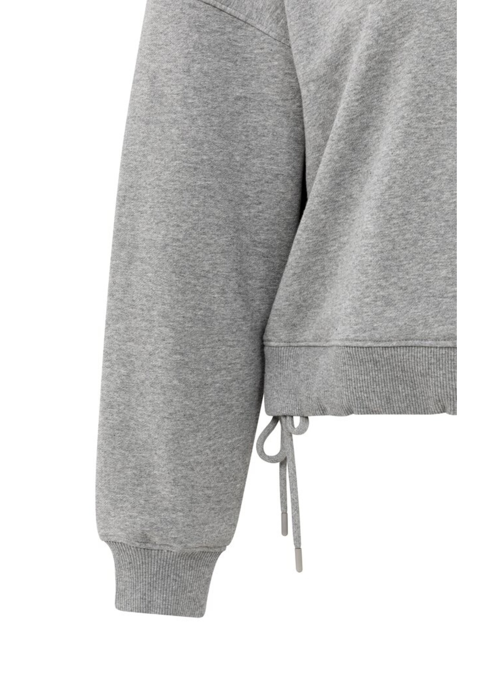 Yaya Yaya, Sweater met plooidetail en strikkoord, Medium grey melange, Size: