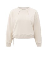 Yaya Yaya, Sweater met plooidetail en strikkoord, Chalk white, Size: