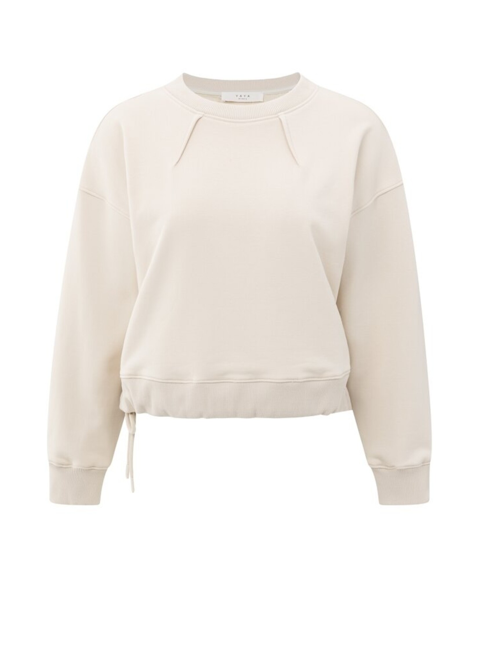 Yaya Yaya, Sweater met plooidetail en strikkoord, Chalk white, Size: