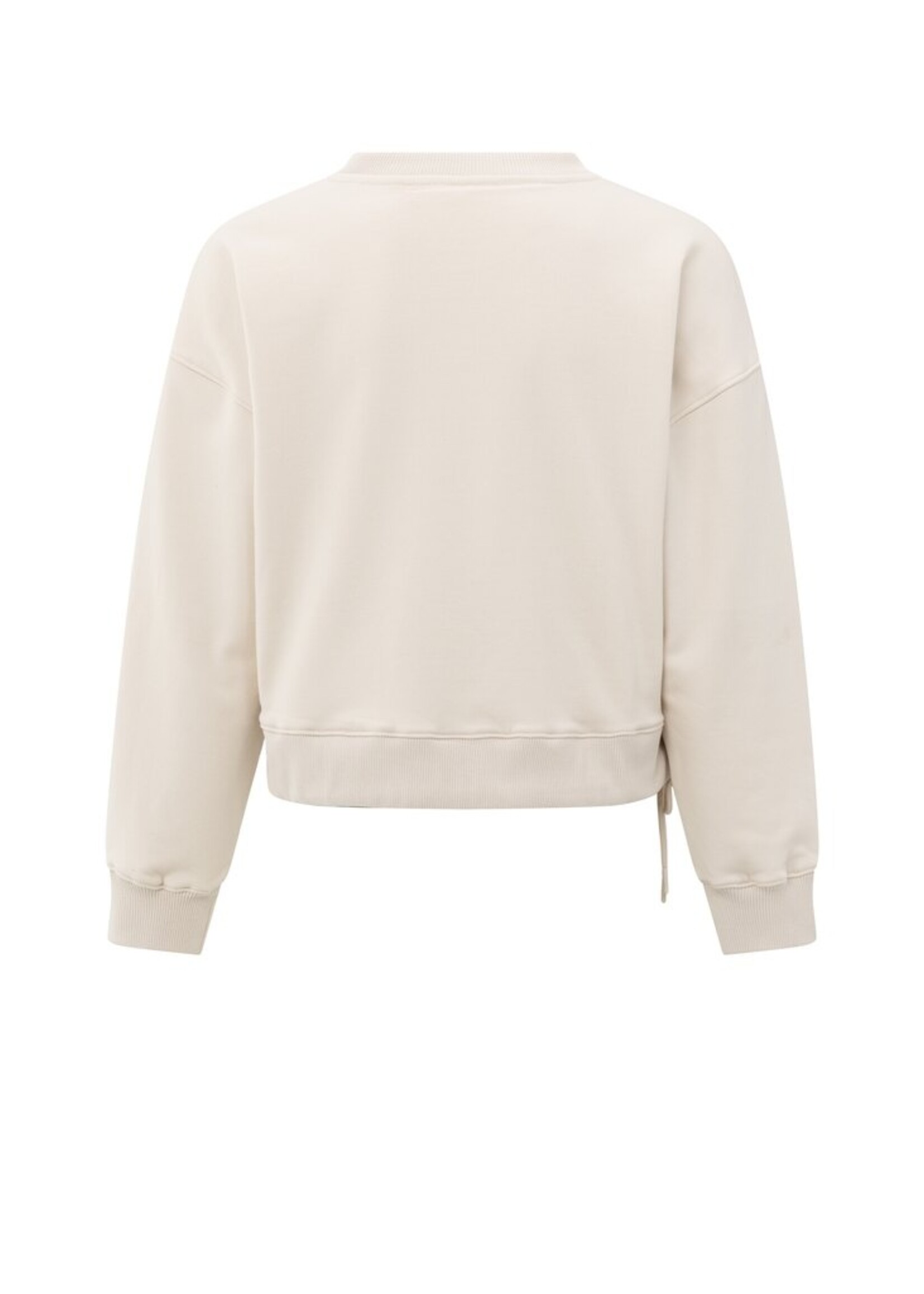 Yaya Yaya, Sweater met plooidetail en strikkoord, Chalk white, Size: