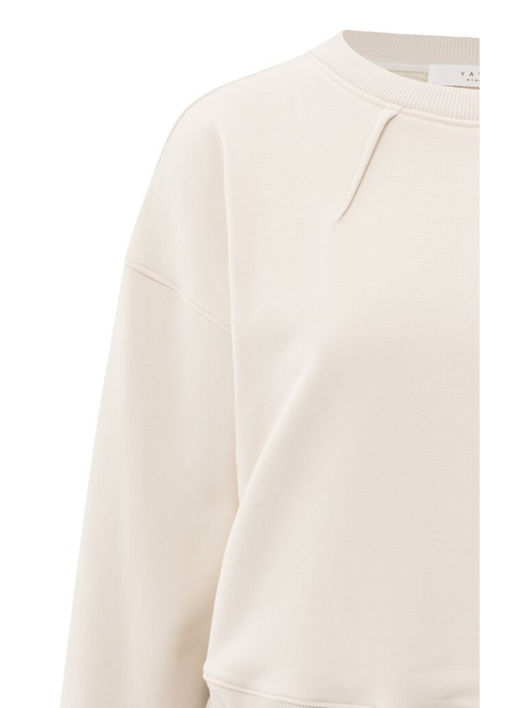 Yaya Yaya, Sweater met plooidetail en strikkoord, Chalk white, Size:
