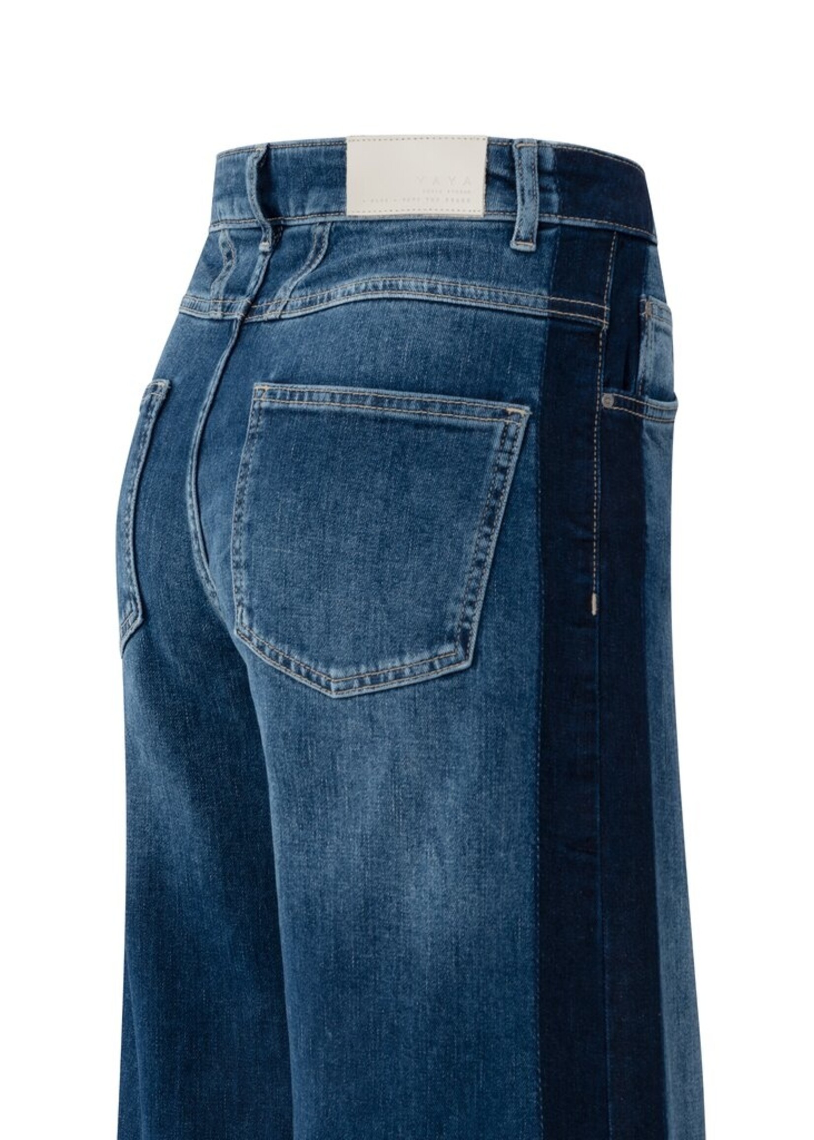 Yaya Yaya, High waist jeans met zijdetail (L32), Dark blue, Size: