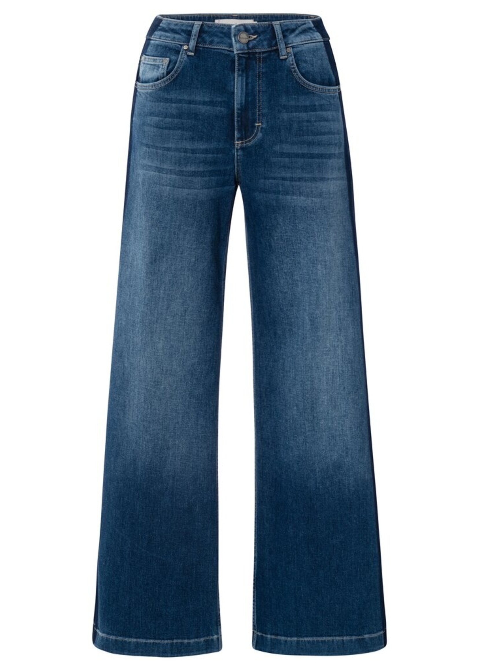 Yaya Yaya, High waist jeans met zijdetail (L32), Dark blue, Size: