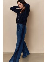 Yaya Yaya, High waist jeans met zijdetail (L34), Dark blue, Size: