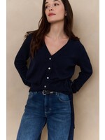 Yaya Yaya, Vest met strikdetail in de taille, Inkwell blue, Size: