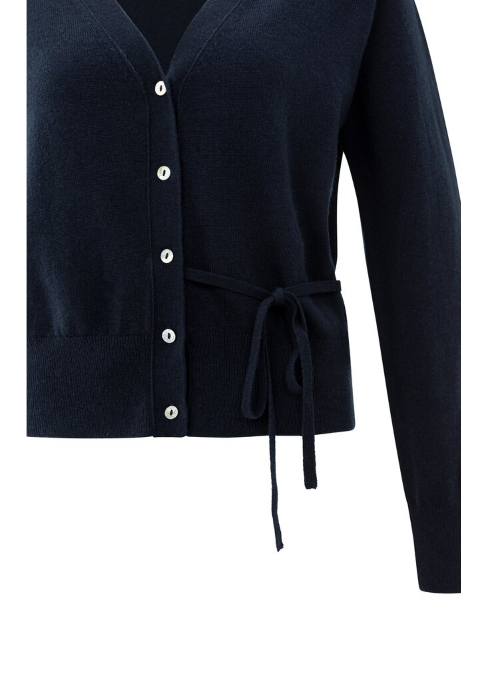 Yaya Yaya, Vest met strikdetail in de taille, Inkwell blue, Size: