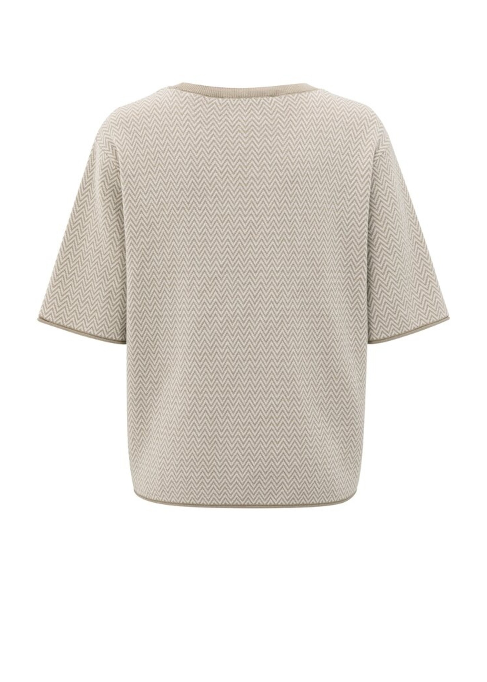 Yaya Yaya, Jacquard T-shirt, Sand Beige Dessin, Size: