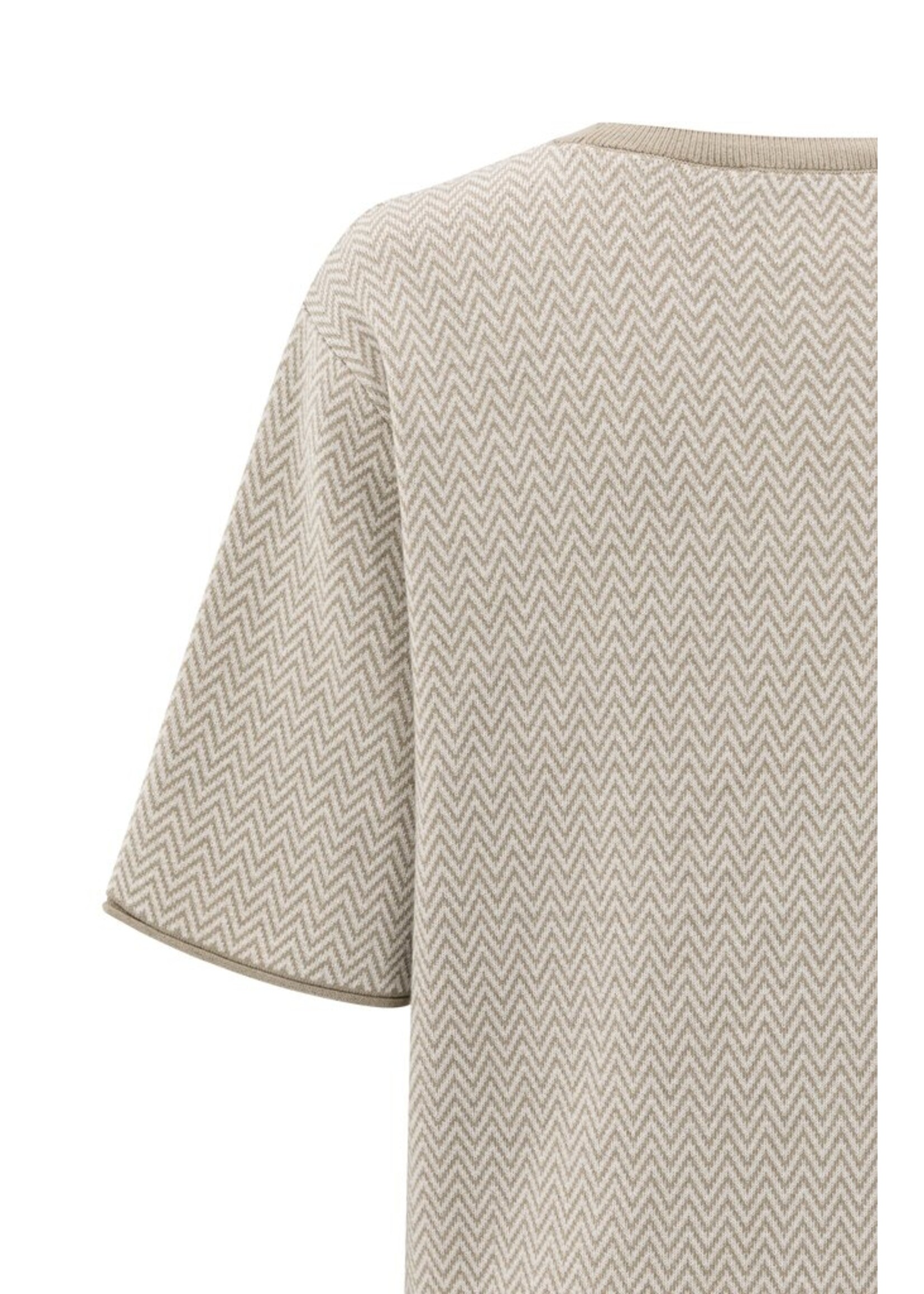 Yaya Yaya, Jacquard T-shirt, Sand Beige Dessin, Size: