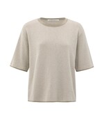 Yaya Yaya, Jacquard T-shirt, Sand Beige Dessin, Size:
